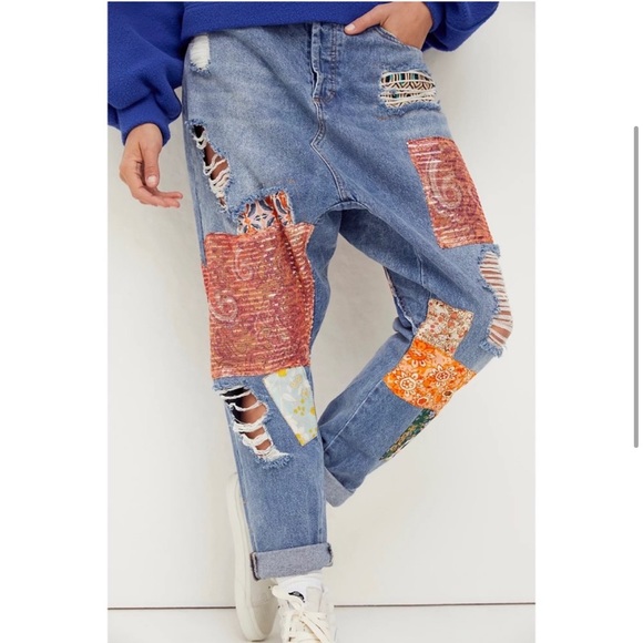Free People Zappa Harem Patchwork Jeans - Picture 3 of 15